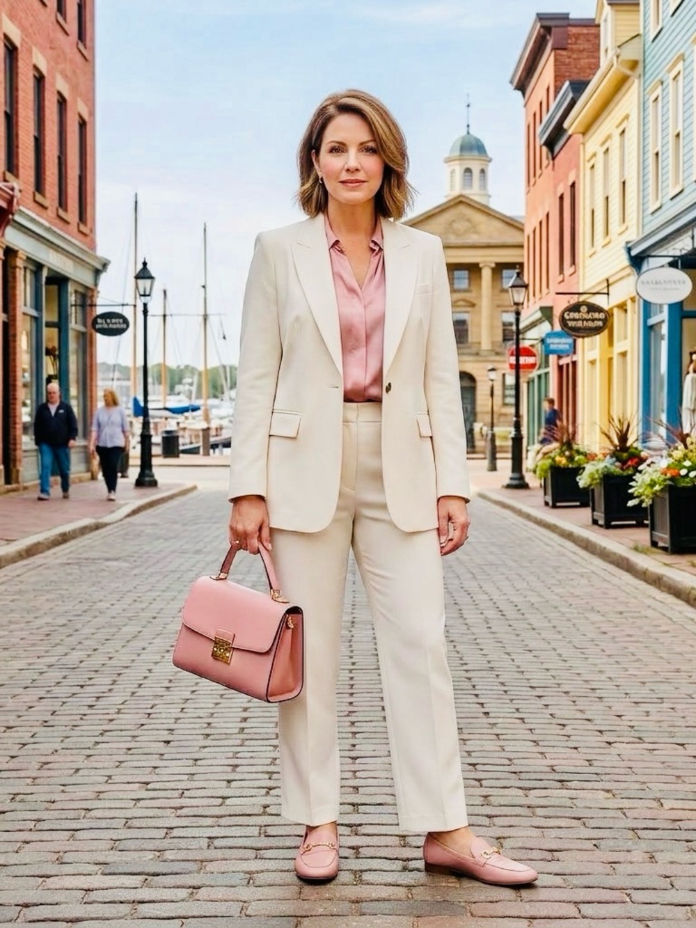 Suzy Shier Cream Blazer & Pants